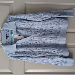 Lety & Me Kora Crochet Johnny Collar Sweater- LP